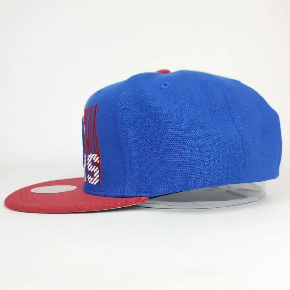 Philadelphia 76ers Mitchell & Ness NBA Snapback Hat Cap‎ Word Logo Blue Red NWT